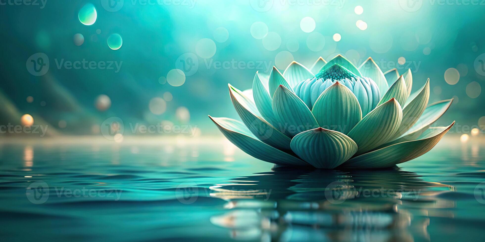 Abstract lotus patterns against turquoise background photo