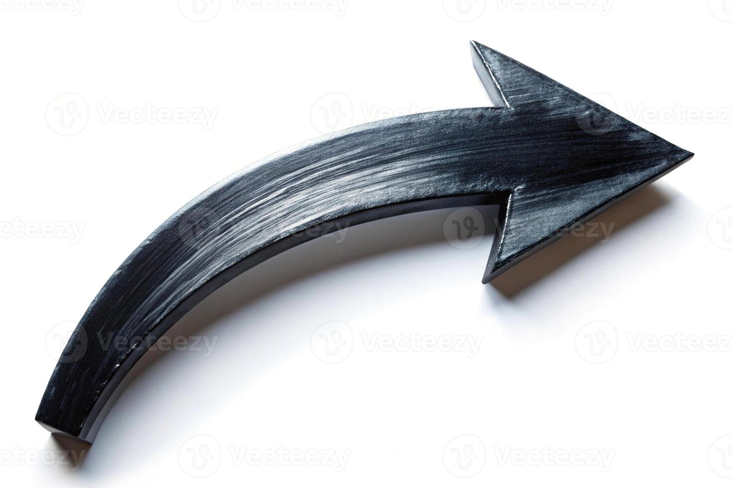 Abstract black arrow on white background with shallow depth of field photo