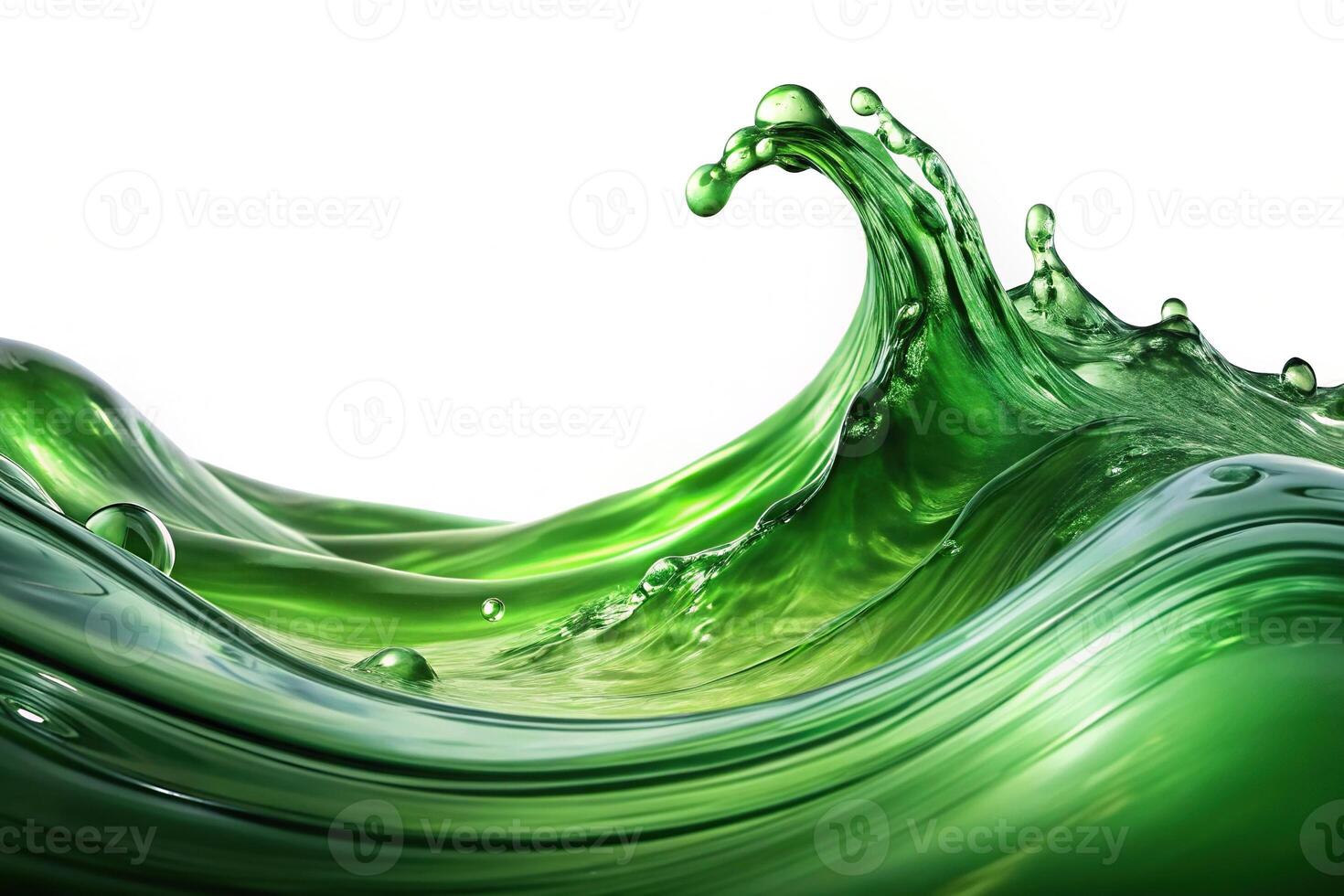 abstract green liquid wave on white background photo
