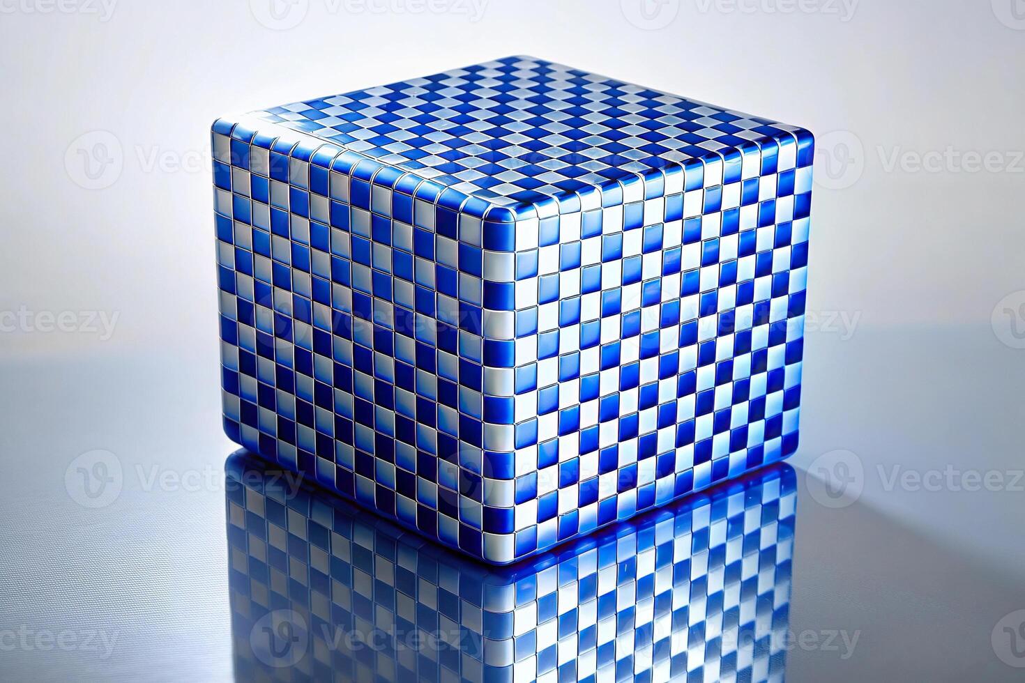 Abstract geometric cube pattern reflecting shades of blue photo
