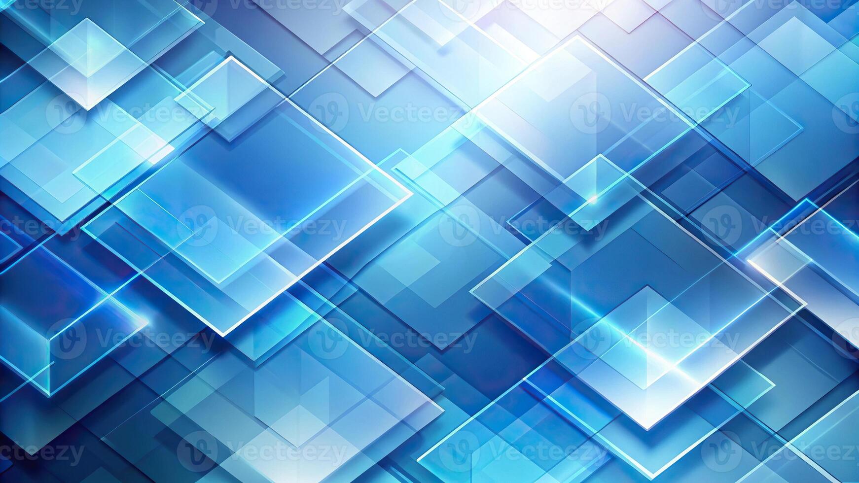 Abstract geometric background with translucent squares and blue gradient tones photo