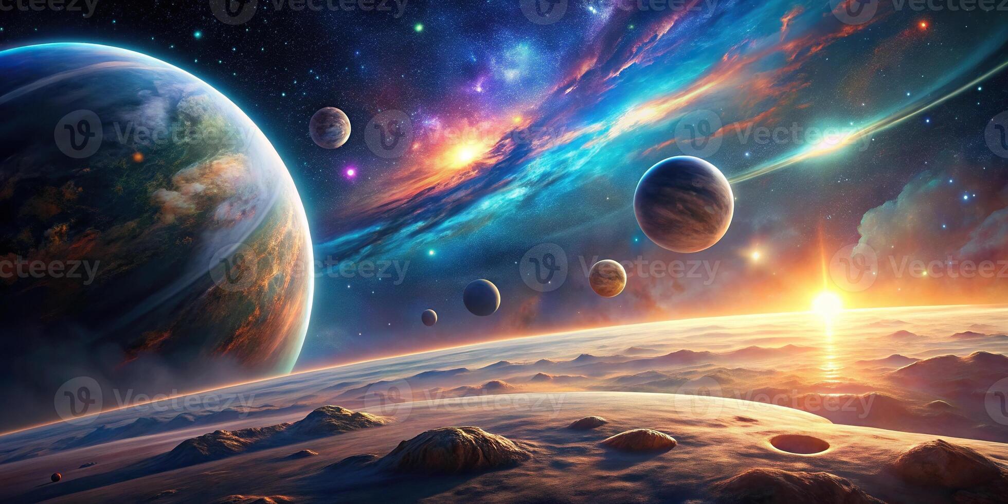 abstract futuristic landscape of another planet seen from the air photo