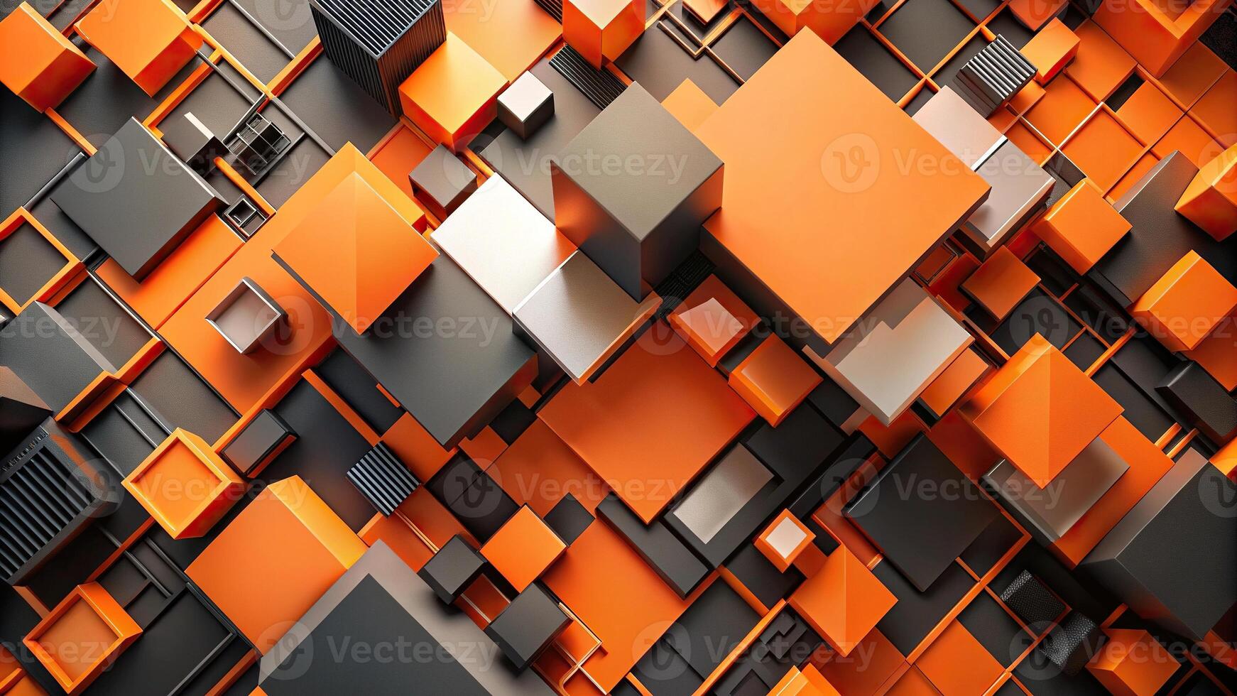 Abstract geometric composition, orange and black elements, aerial view photo