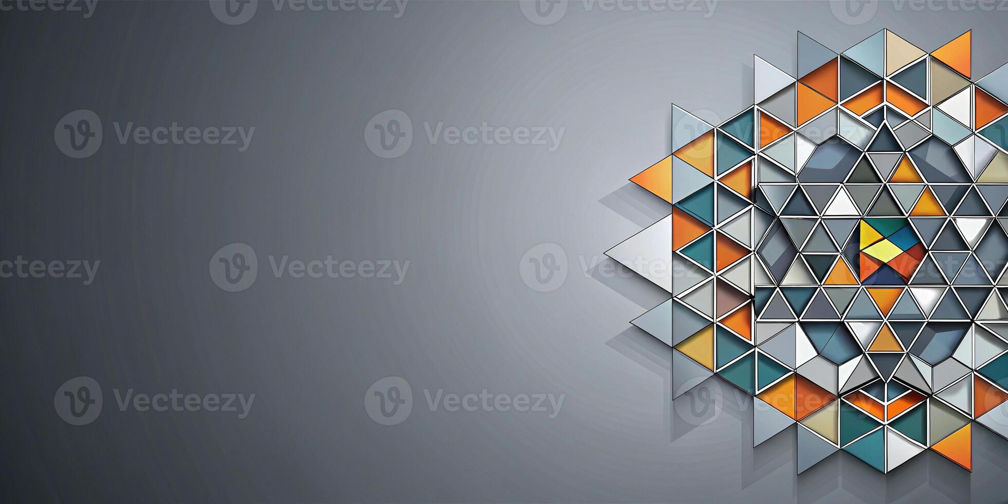 Abstract geometric gray background with copy space and panoramic view photo