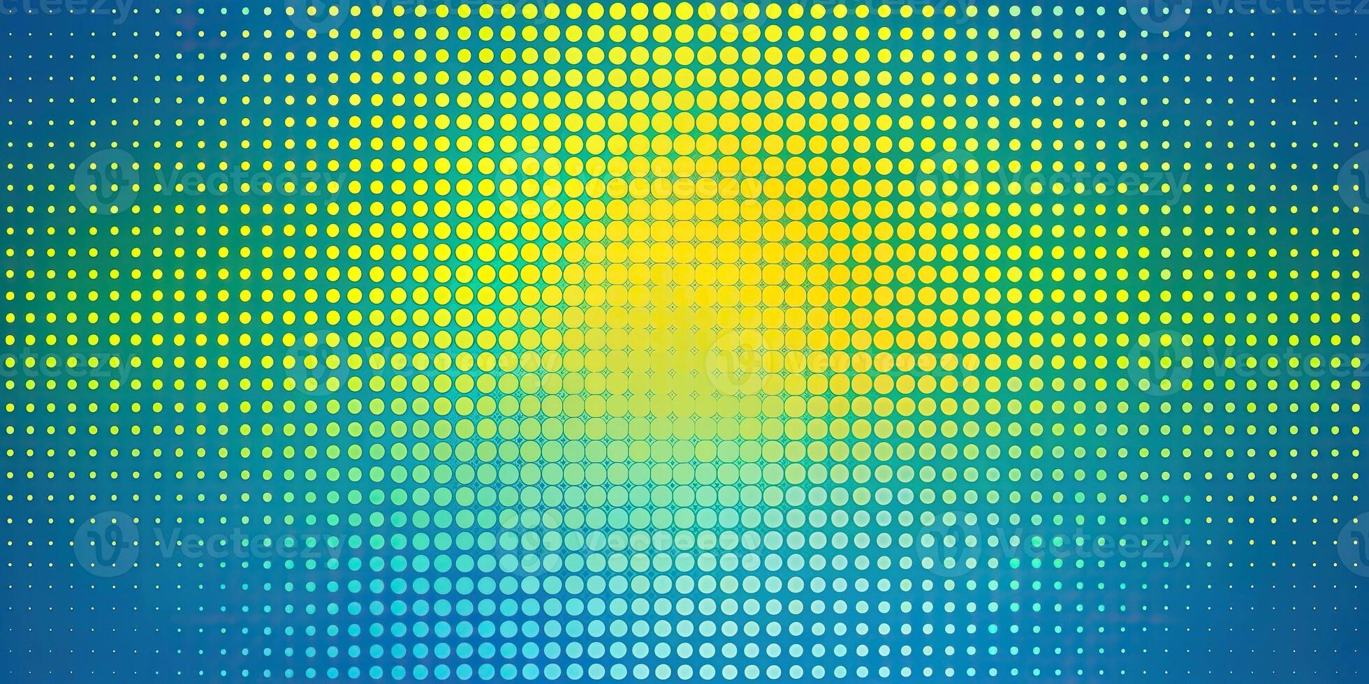 Abstract halftone pattern in blue yellow and green reflected photo