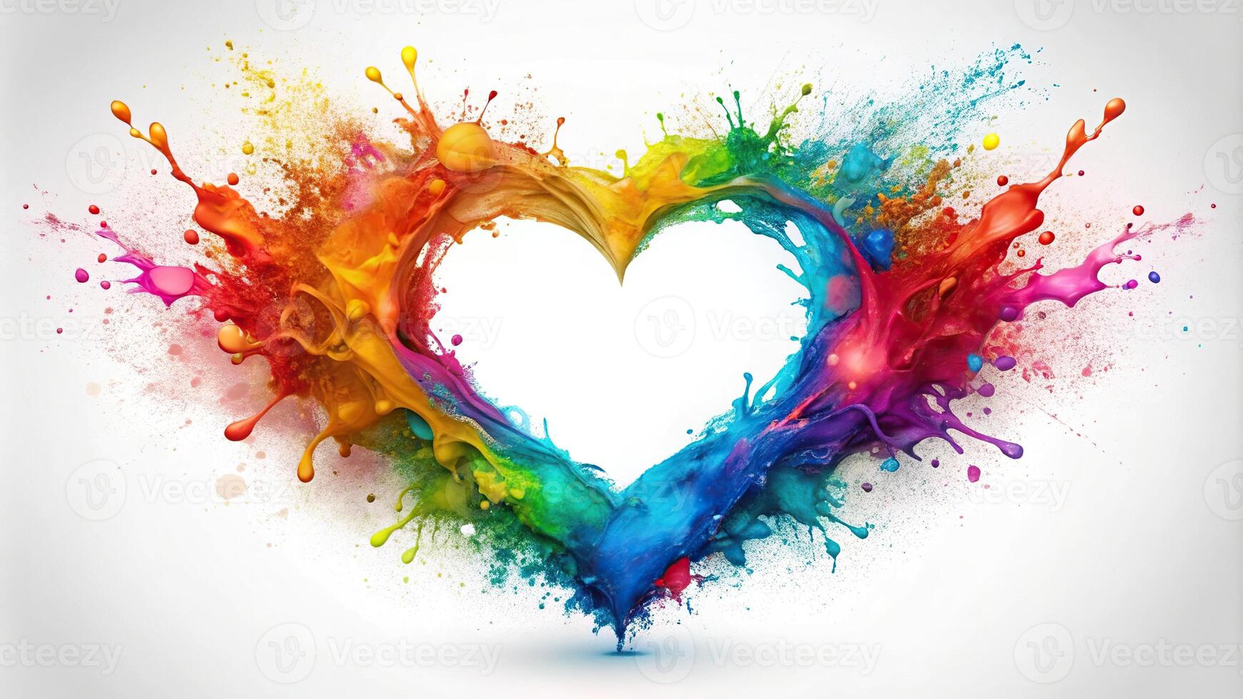 abstract heart made of colorful splashes on white background photo