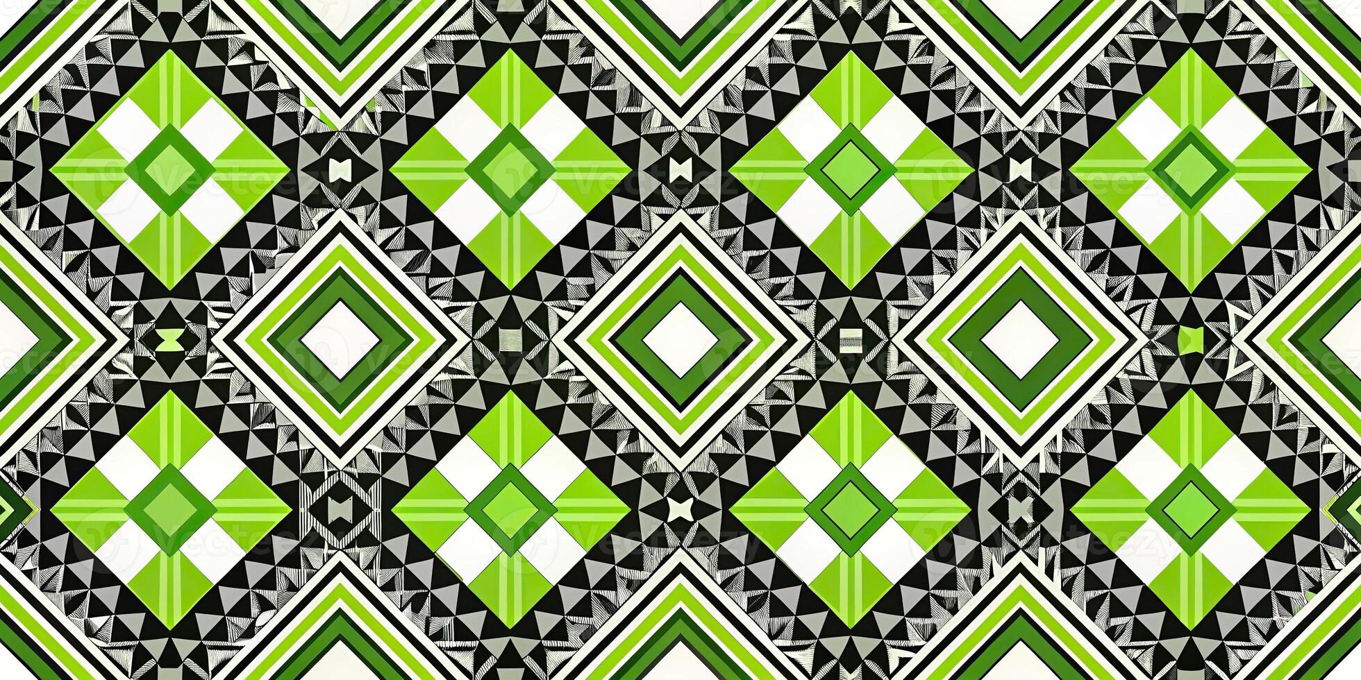 Abstract geometric pattern with lime green, black and white colors photo
