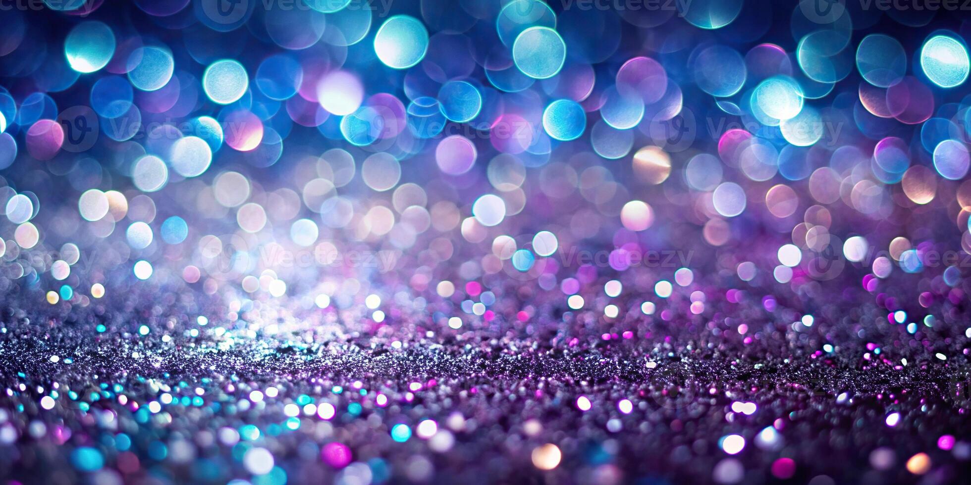 Abstract glitter lights background in silver, purple, and blue colors photo