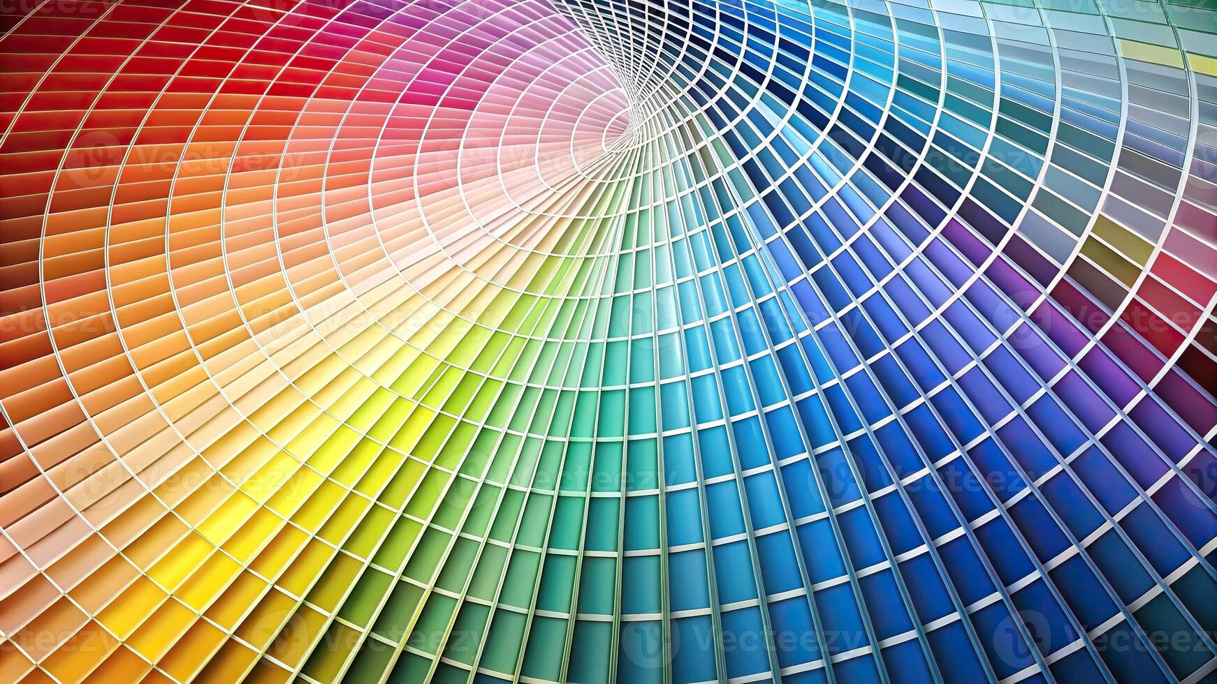 Abstract gradient color swatch array in fisheye style photo