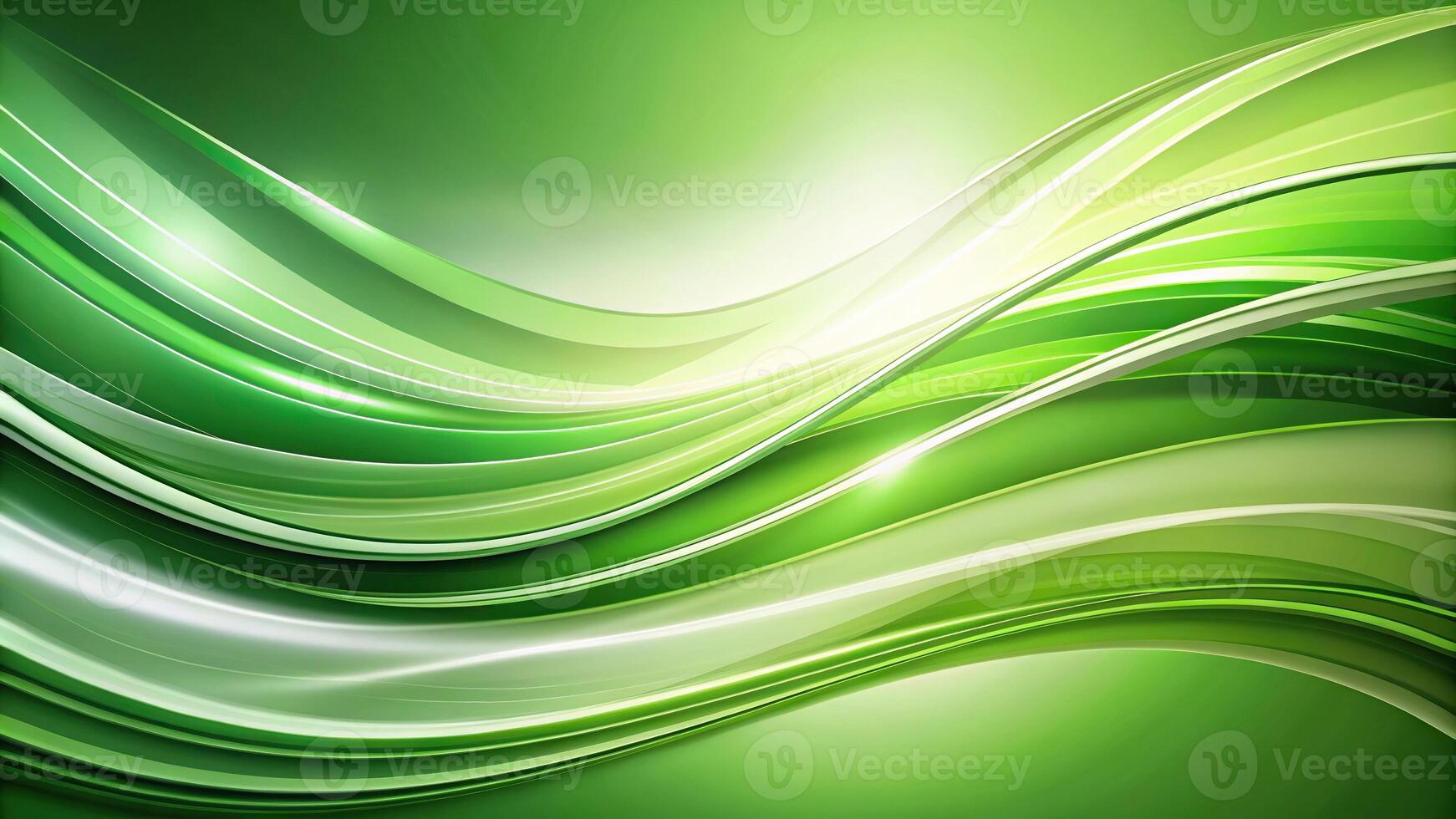 Abstract green and white curved background with forced perspective copy space photo