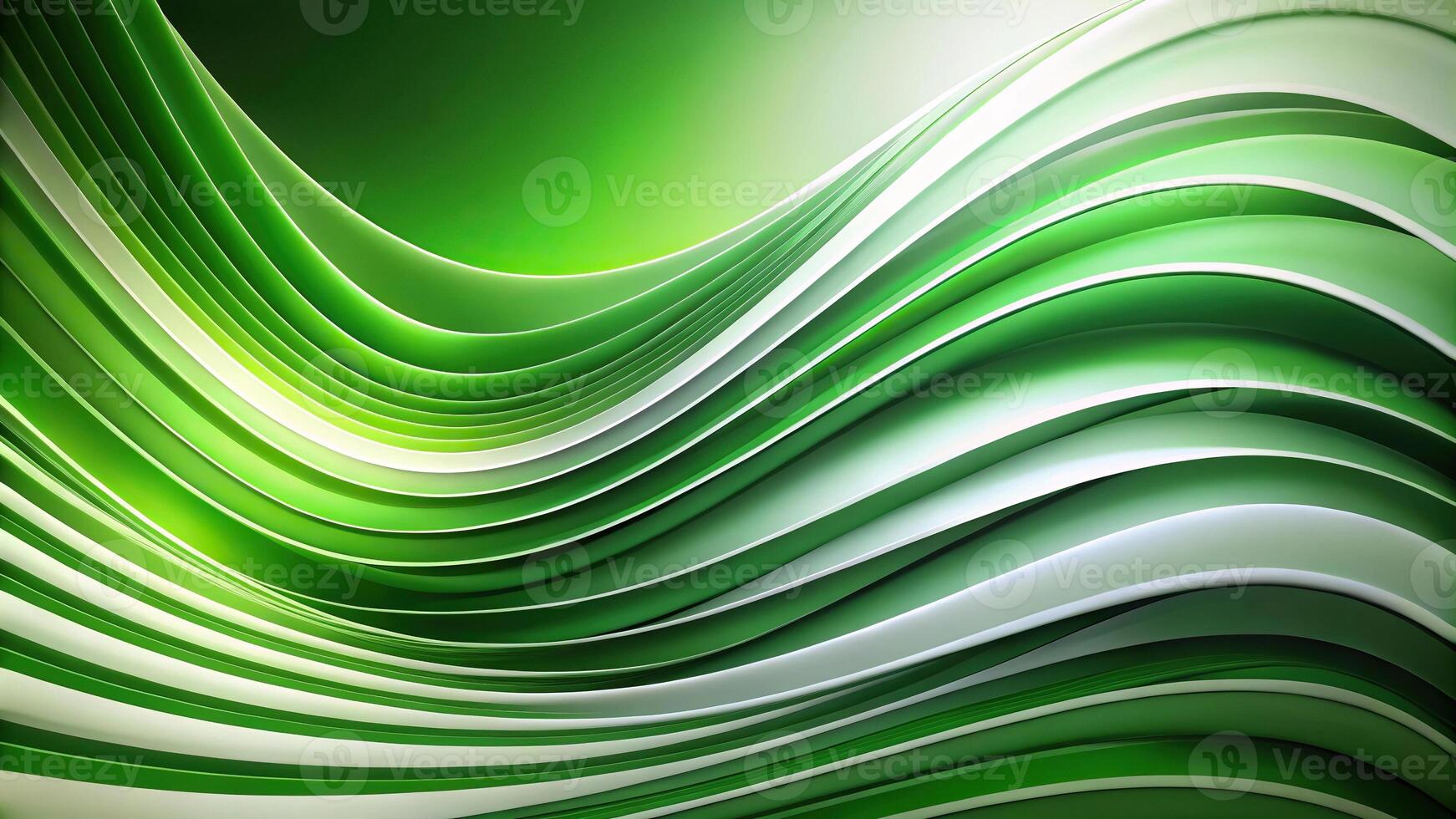 Abstract green and white curved background with forced perspective photo