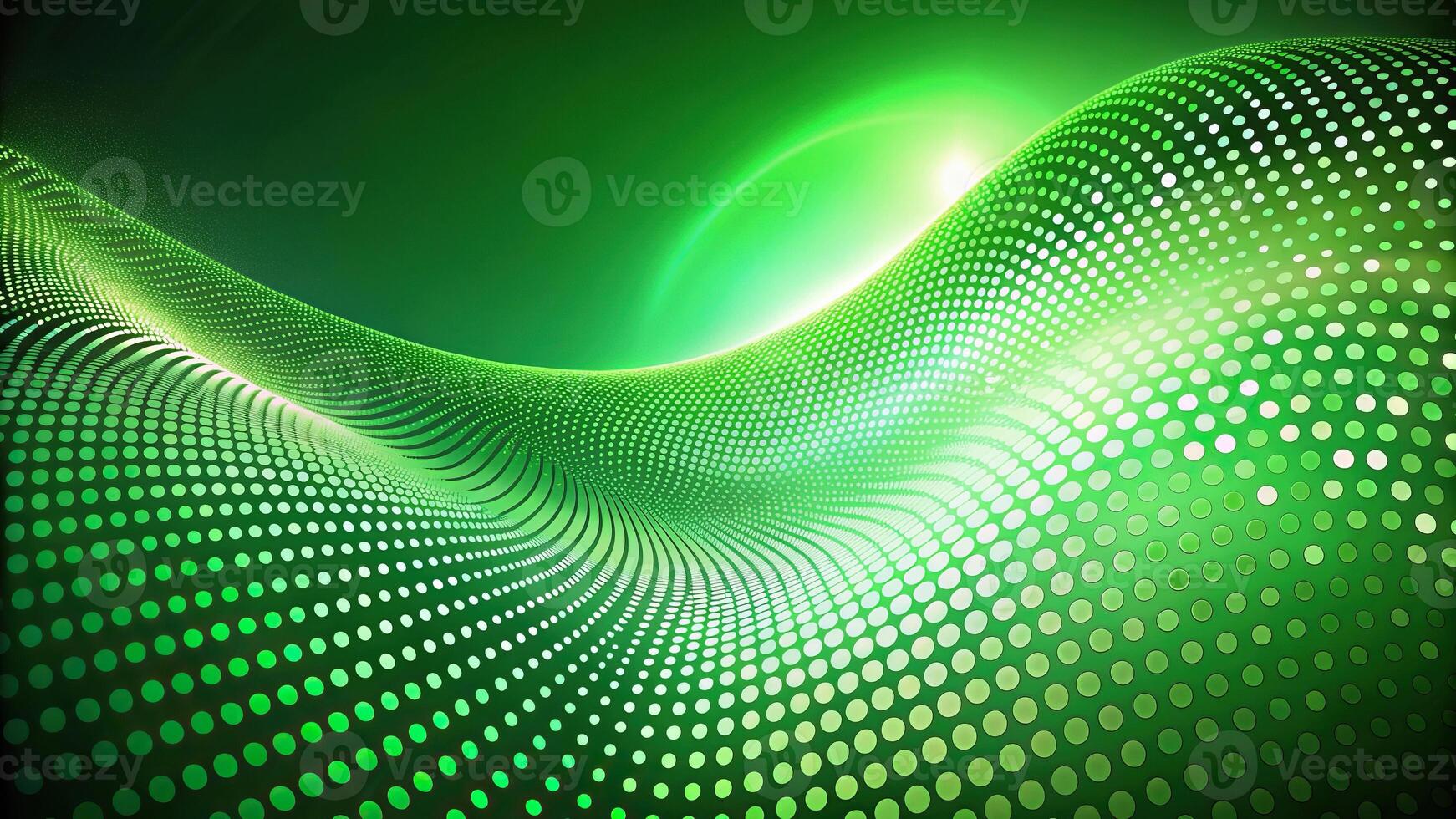Abstract green background with flowing dot pattern, creating depth of field photo