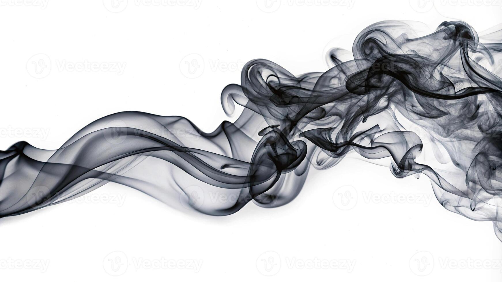 abstract elegant black smoke trail isolated on white background smoky texture photo