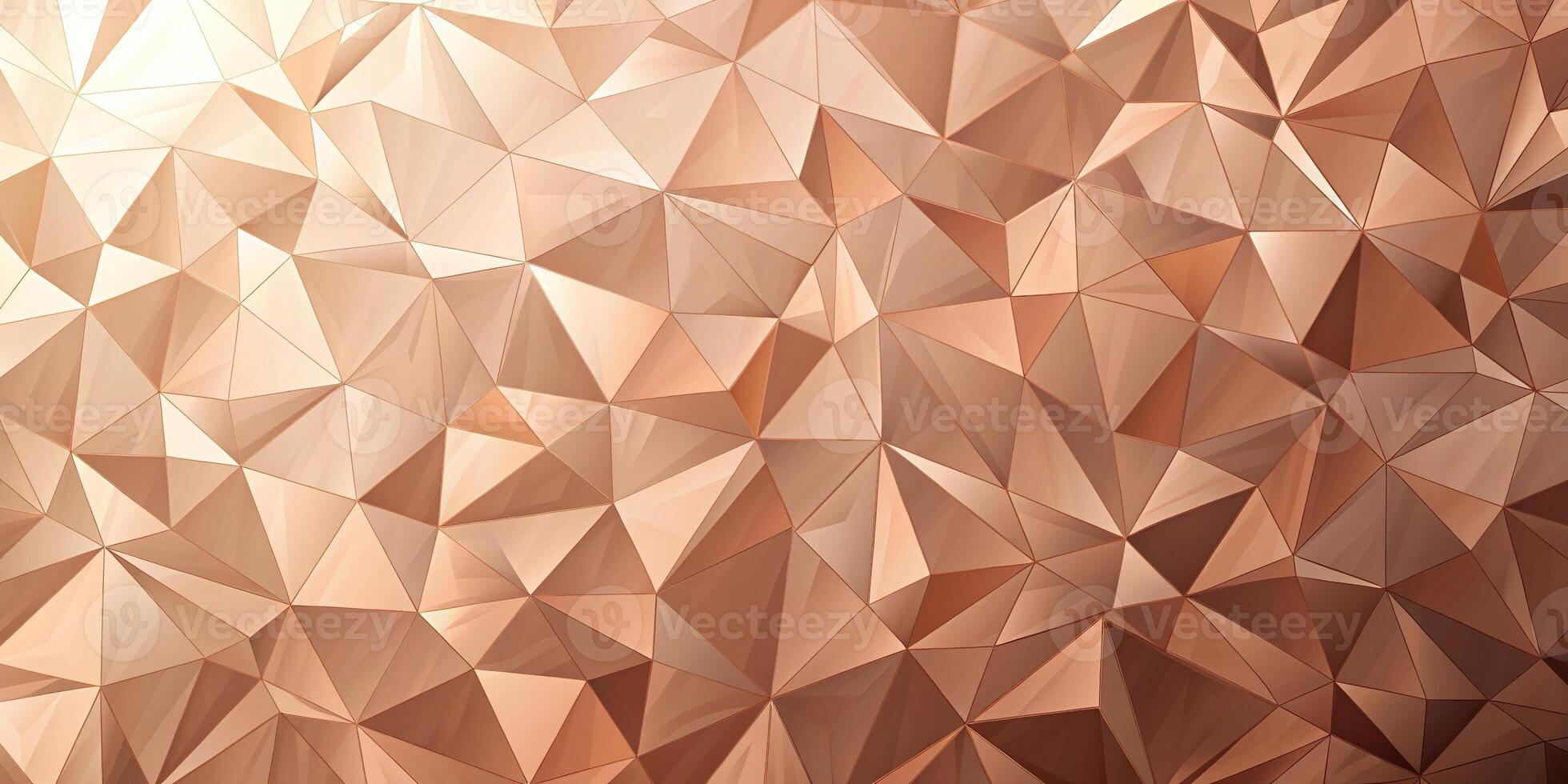 Abstract background of triangular patterns in rose gold colors low poly wallpaper bird eye view photo