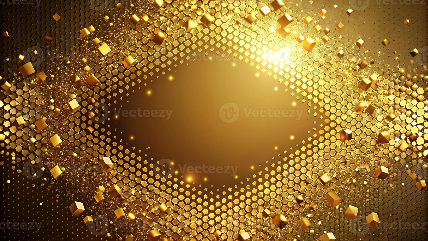 Abstract background of tilted angle gold lozenge particles photo