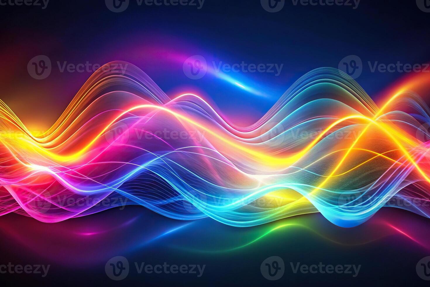 Abstract flowing wavy neon glowing art waveforms colorful dynamic background wallpaper medium shot photo