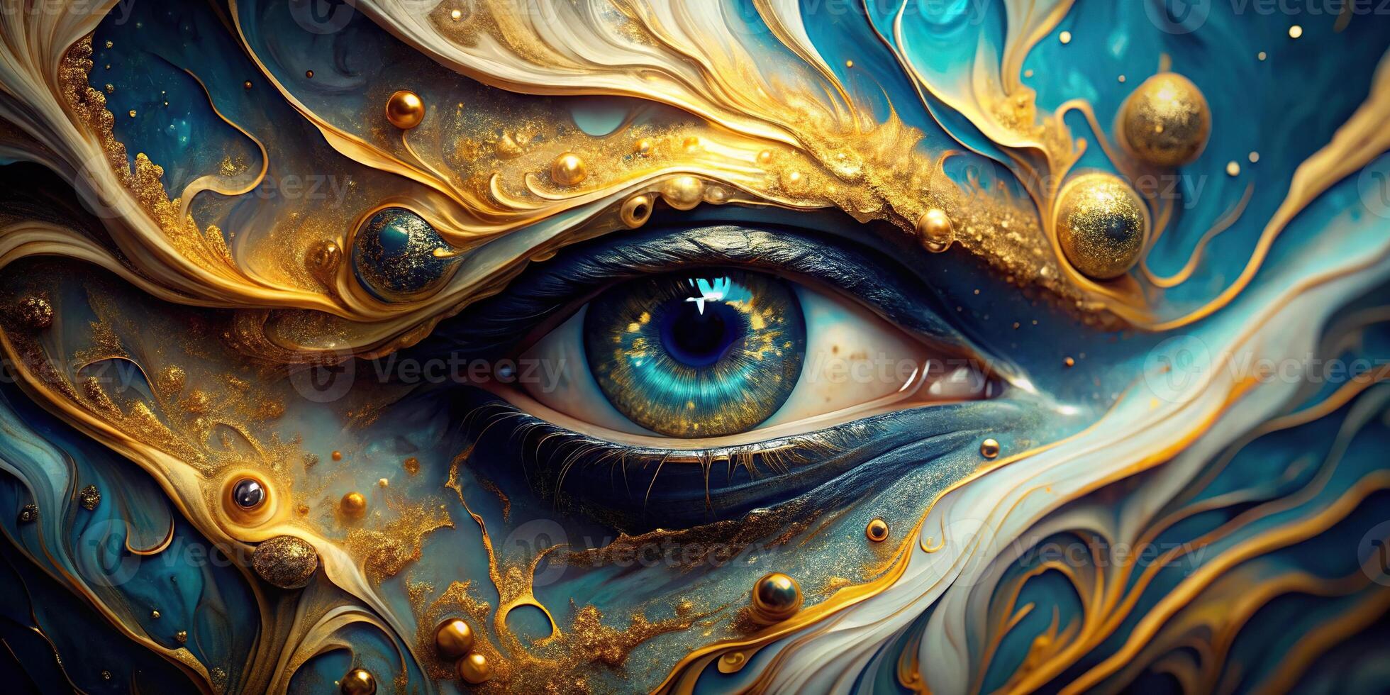 Abstract fluid art background texture ink and gold mixed texture eye level photo