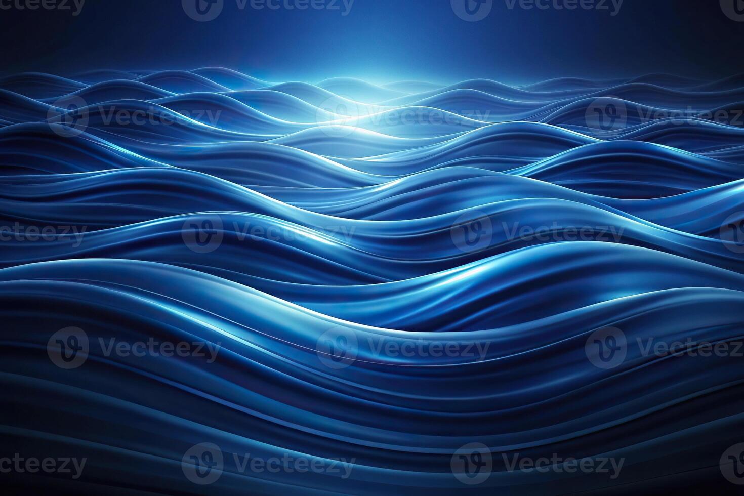 Abstract dark blue wavy pattern with subtle light effects in wide-angle photo