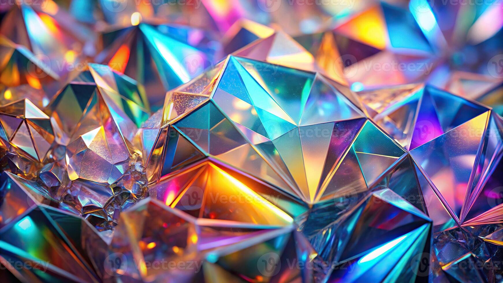 Abstract crystal pattern with iridescent colors photo