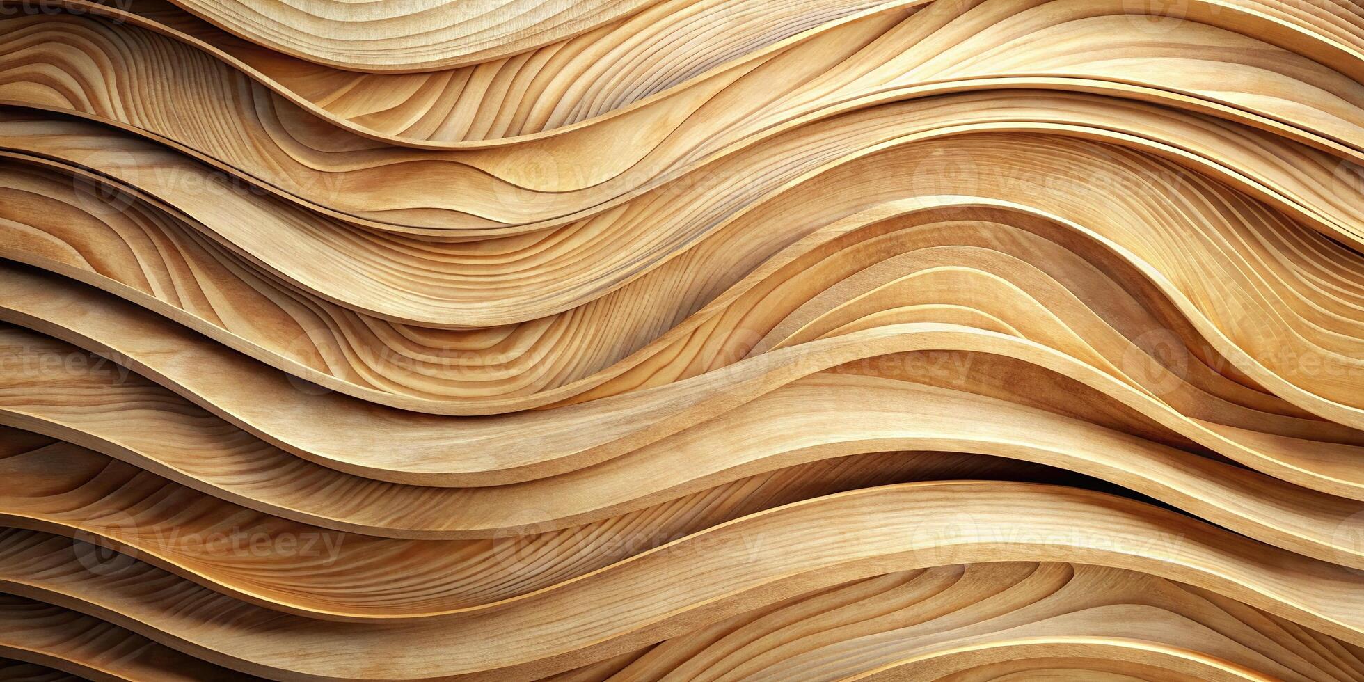 Abstract curved wooden plywood background with forced perspective photo