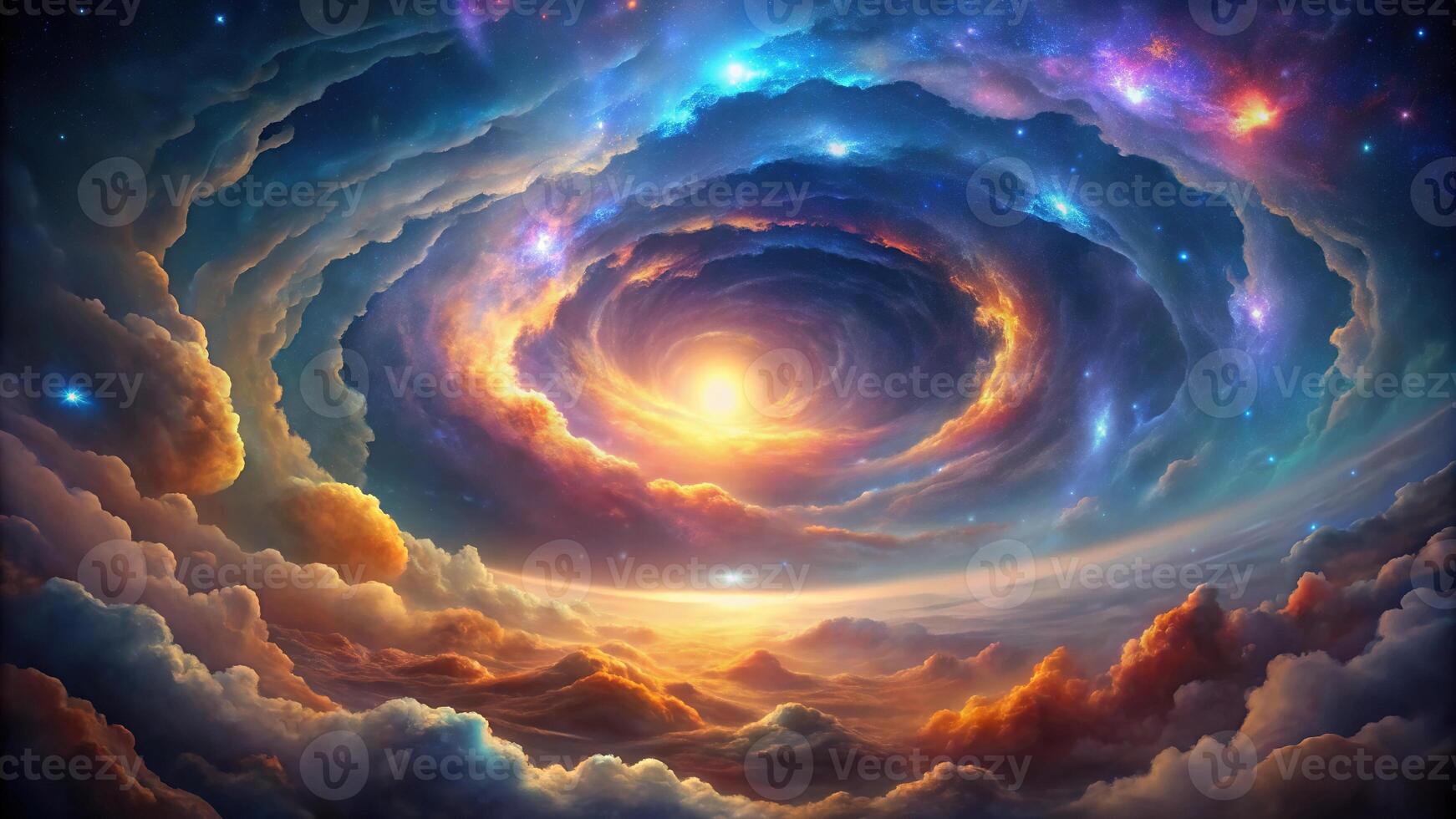 Abstract cosmic nebula with swirling clouds and glowing light Eye Level photo