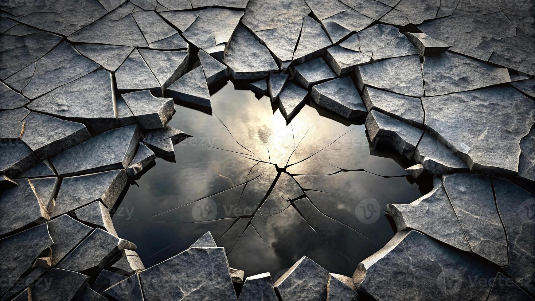 Abstract cracked black rock texture background photo