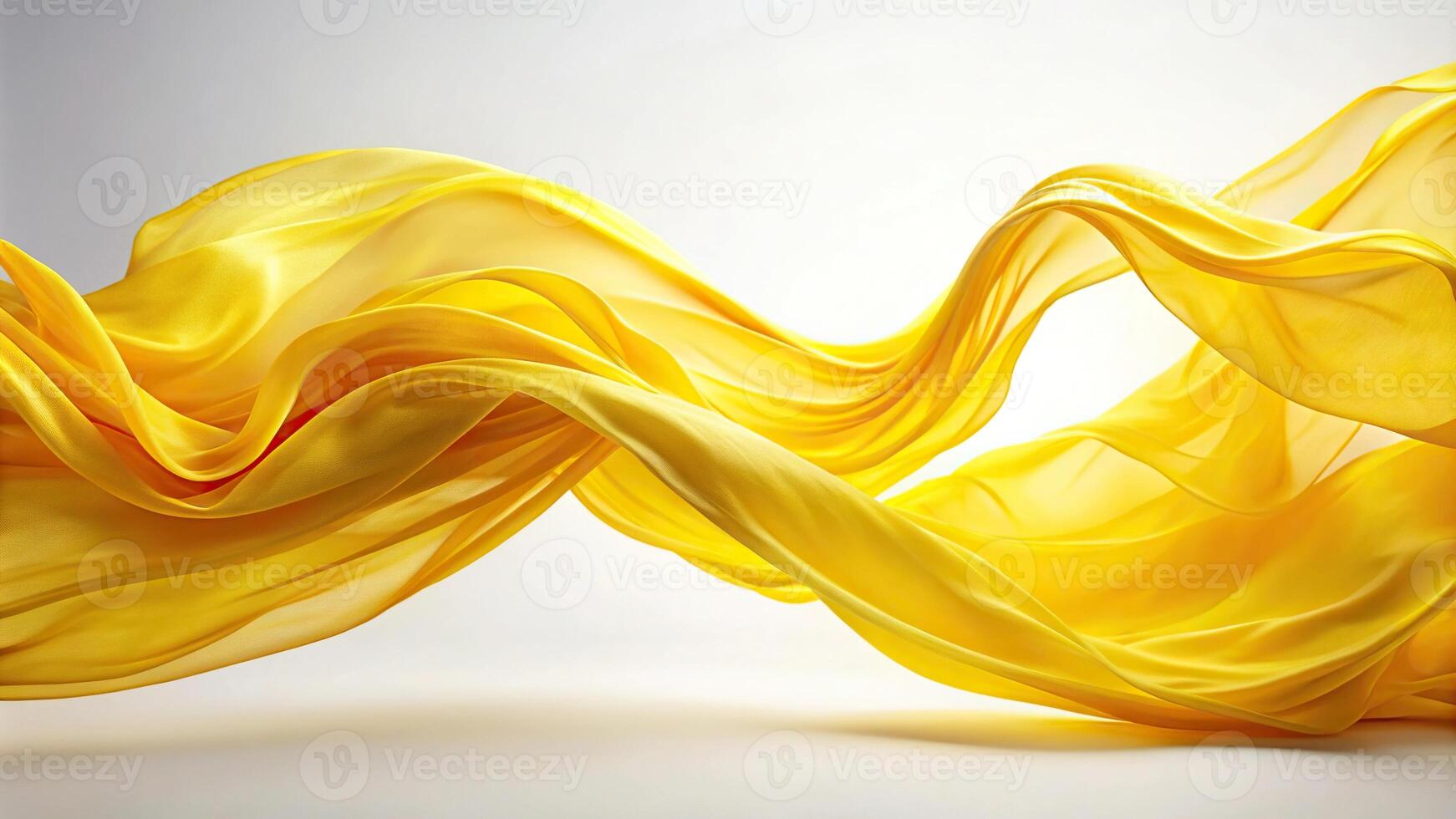 Abstract colored fabric floating gracefully on white background photo