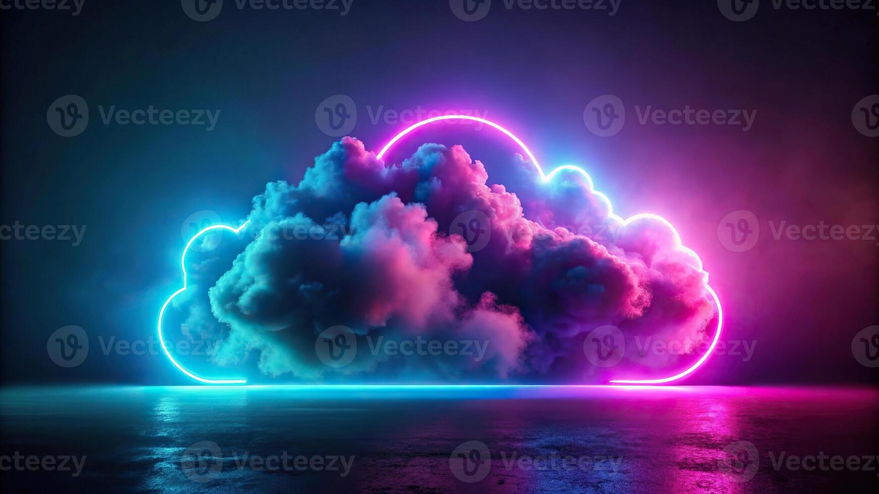 Abstract cloud illuminated with neon light photo