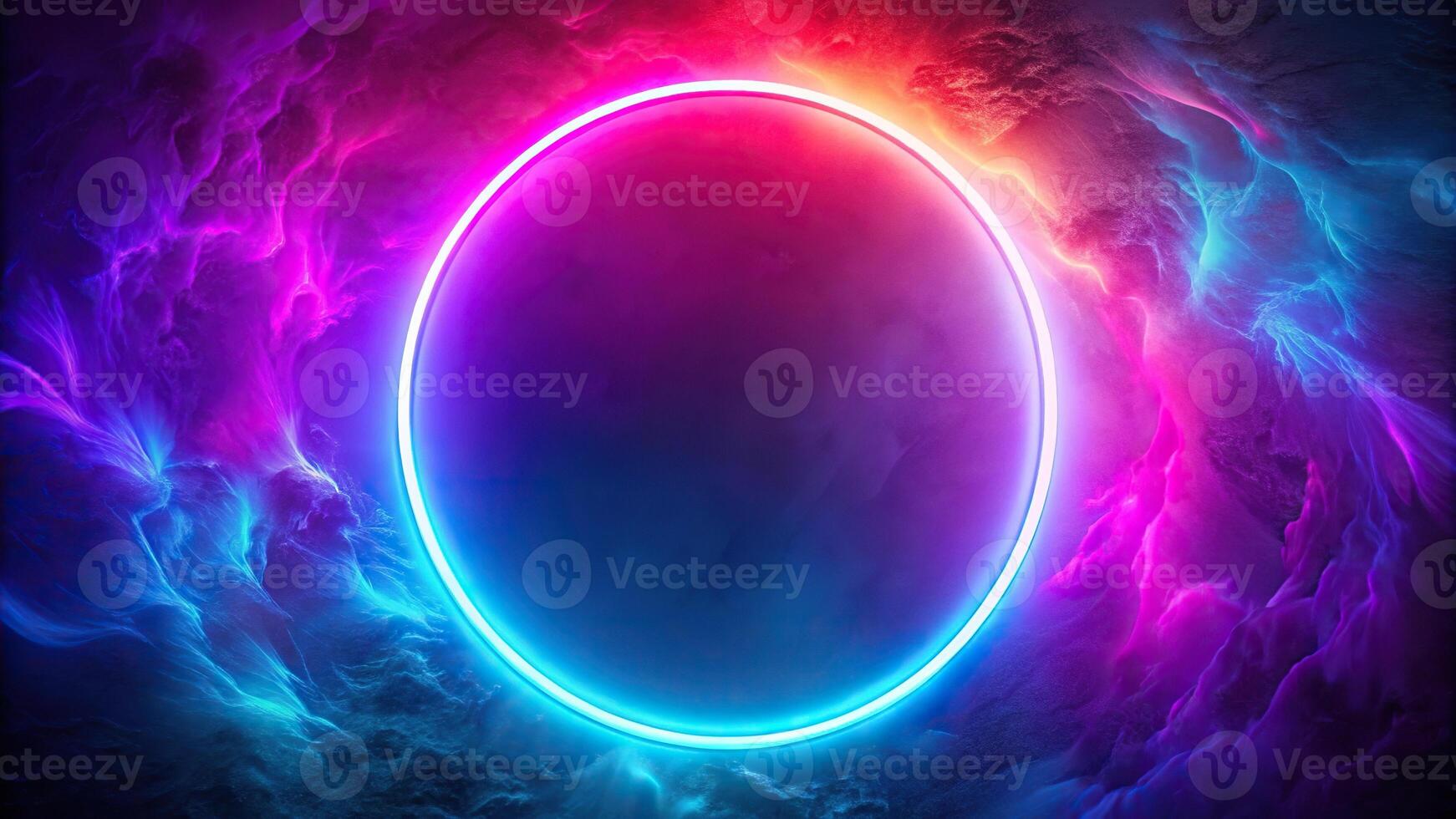 abstract circle frame with neon colors and vibrant background bird's eye view photo