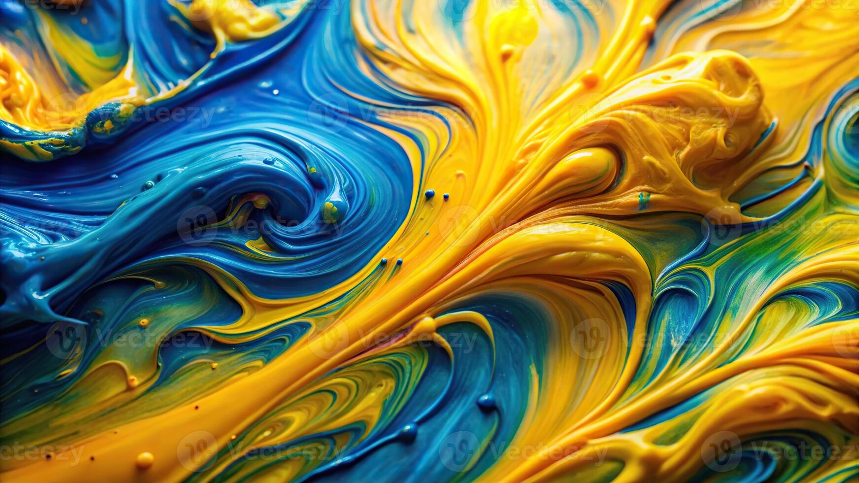 abstract colorful background with yellow and blue paint strokes photo