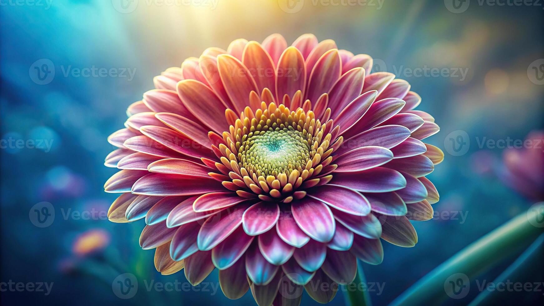 Abstract colorful brain made out of flowers photo