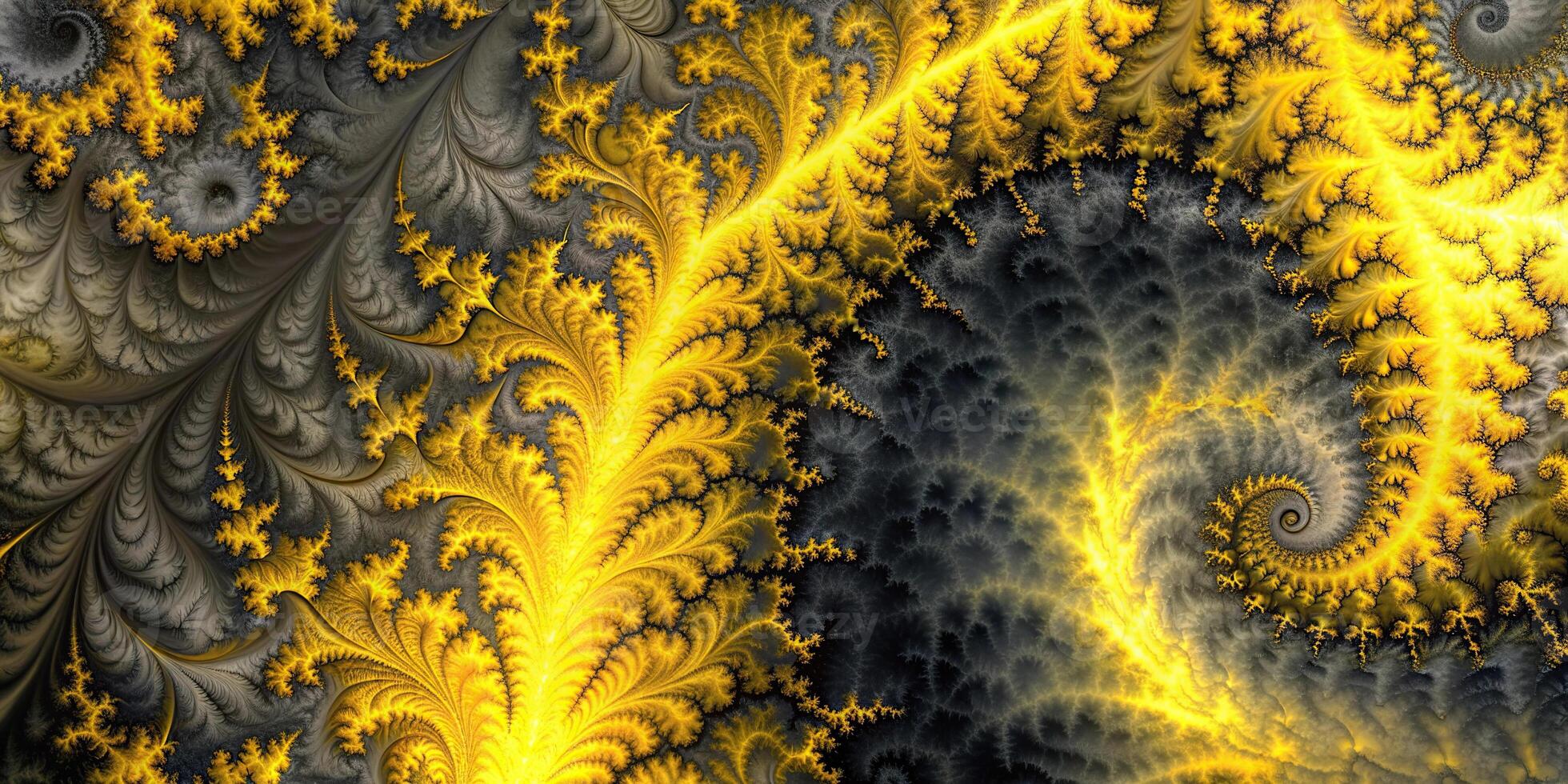 Abstract charcoal and yellow fractal background art photo