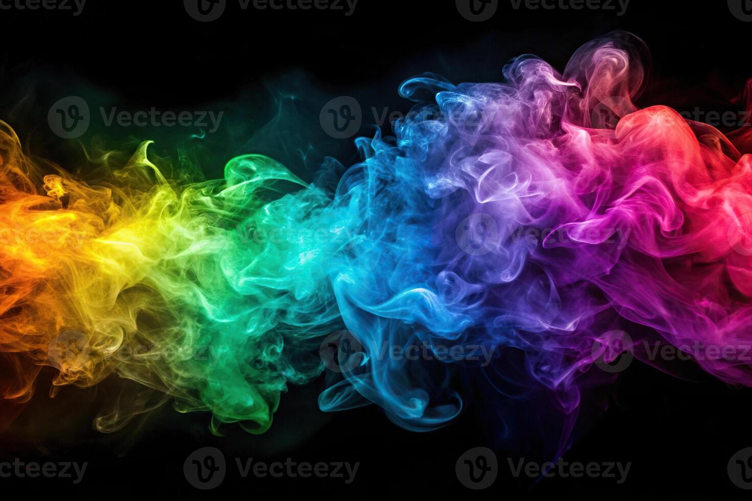 Abstract colorful smoke in the dark background photo