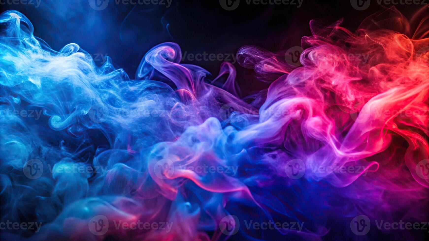 Abstract colorful smoke background with neon lights photo