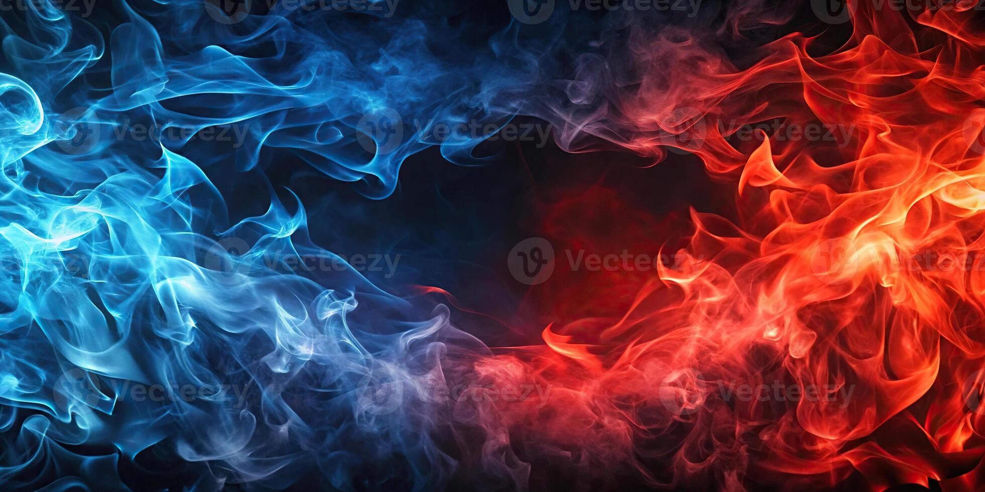 Abstract background of red and blue flames viewed from above Bird Eye View photo