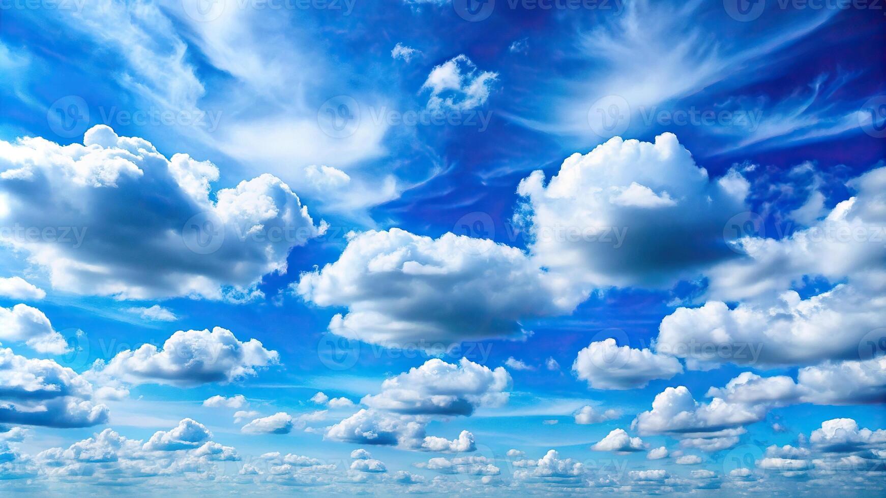 Abstract background of blue sky with white clouds reflected photo