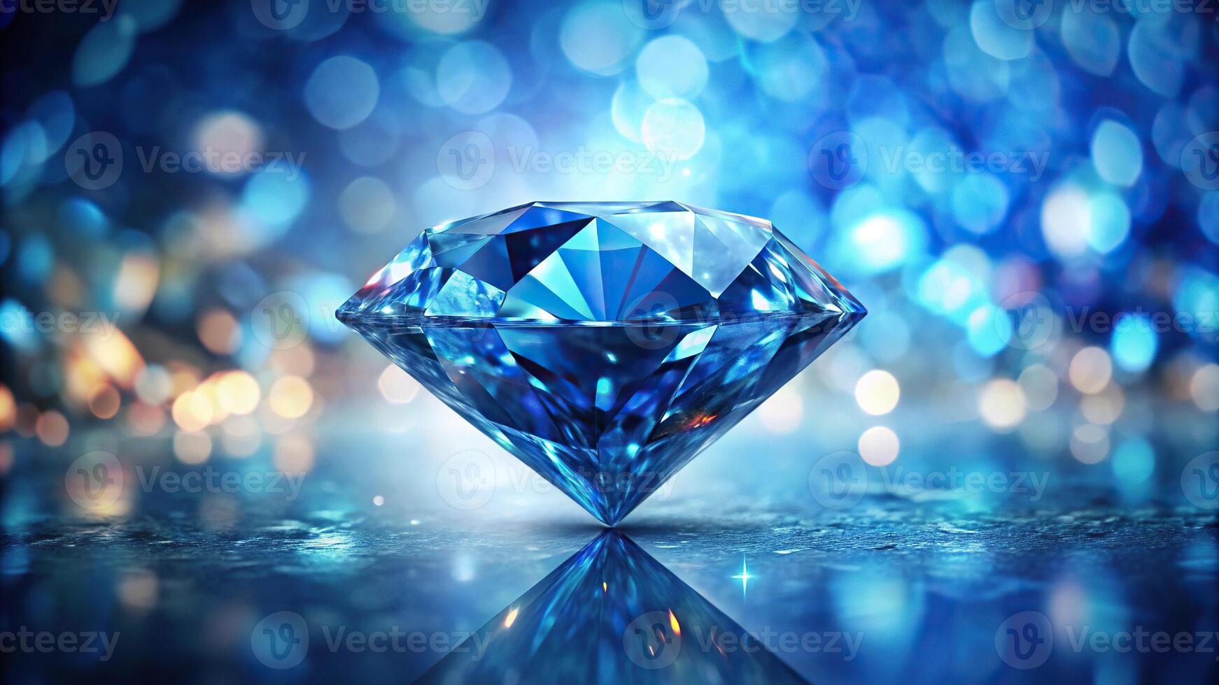 Abstract background of blue shiny diamond stone at eye level photo