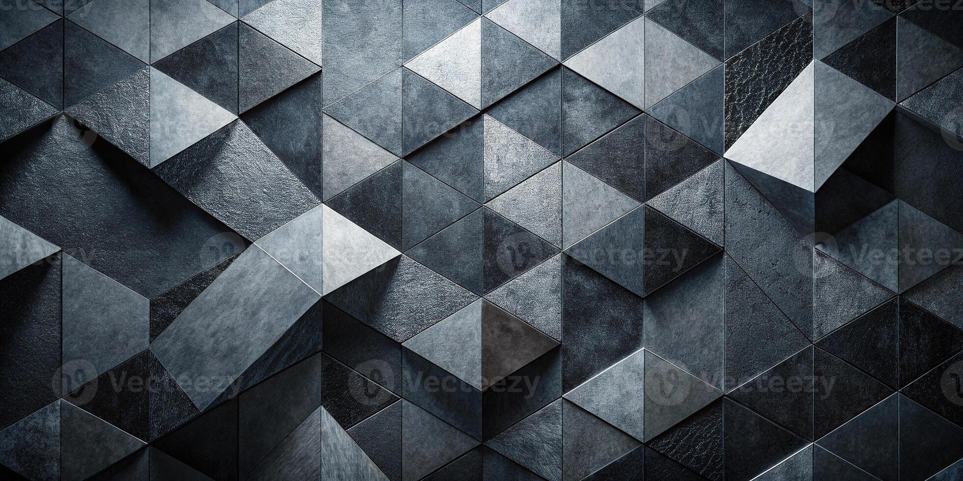 Abstract background of black and gray geometric shapes with rough textured surface Macro photo