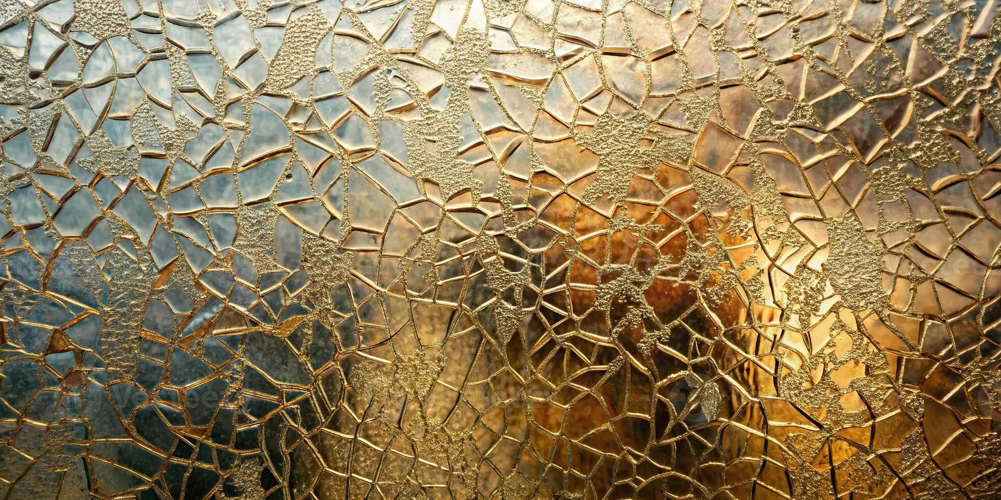 Abstract background of a cracked frosted glass with distressed metallic textured cracks reflected photo