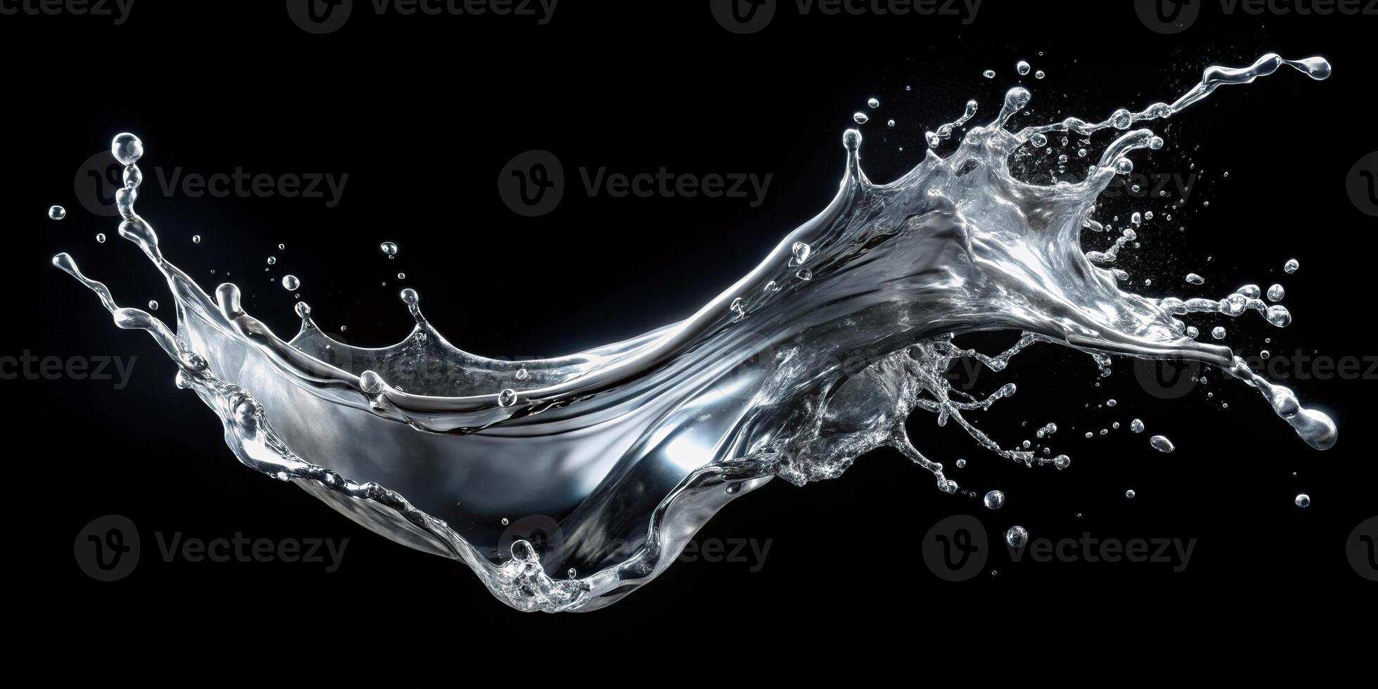 A splash of silver liquid floating in space photo