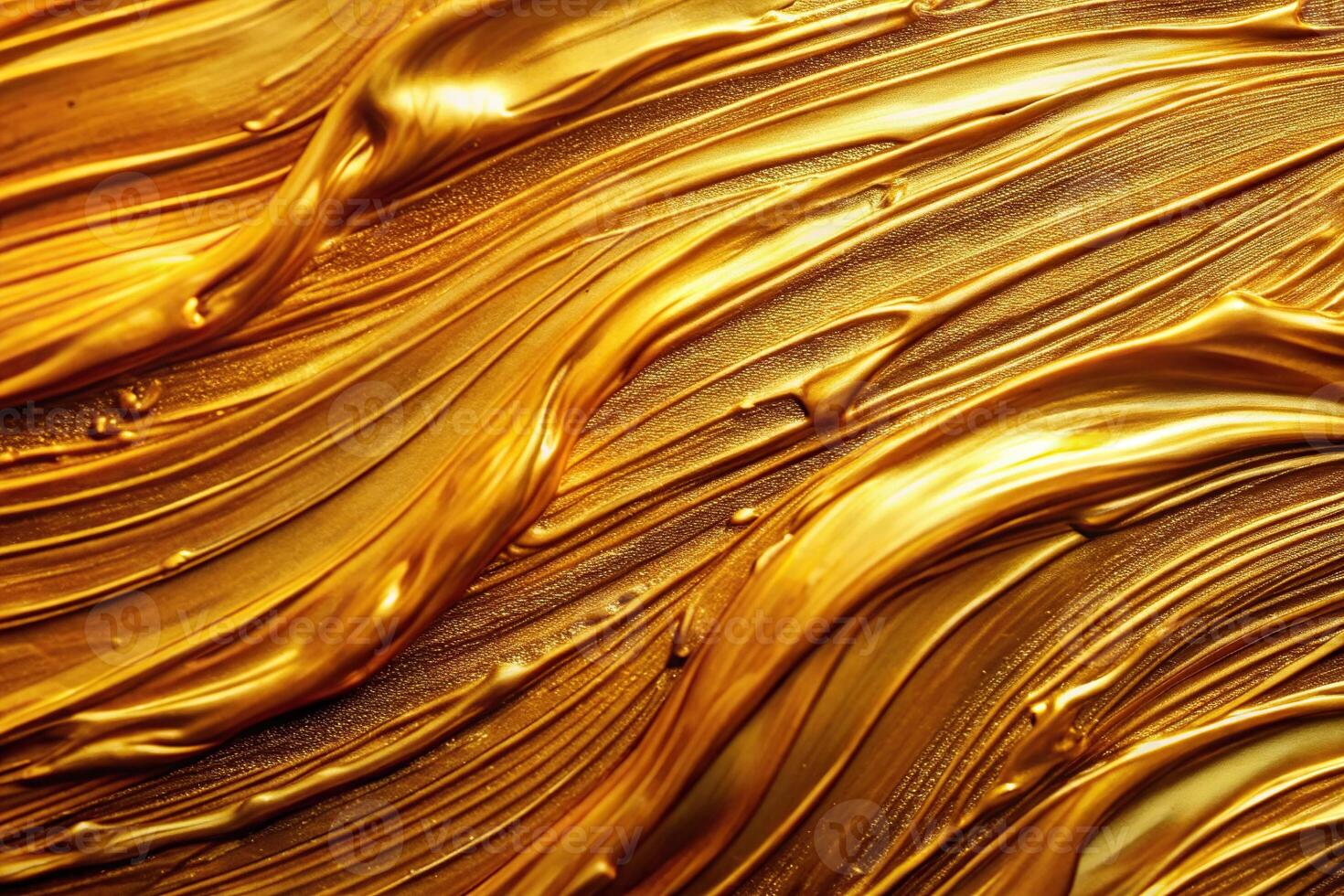 Abstract bright gold texture painted with oil strokes photo