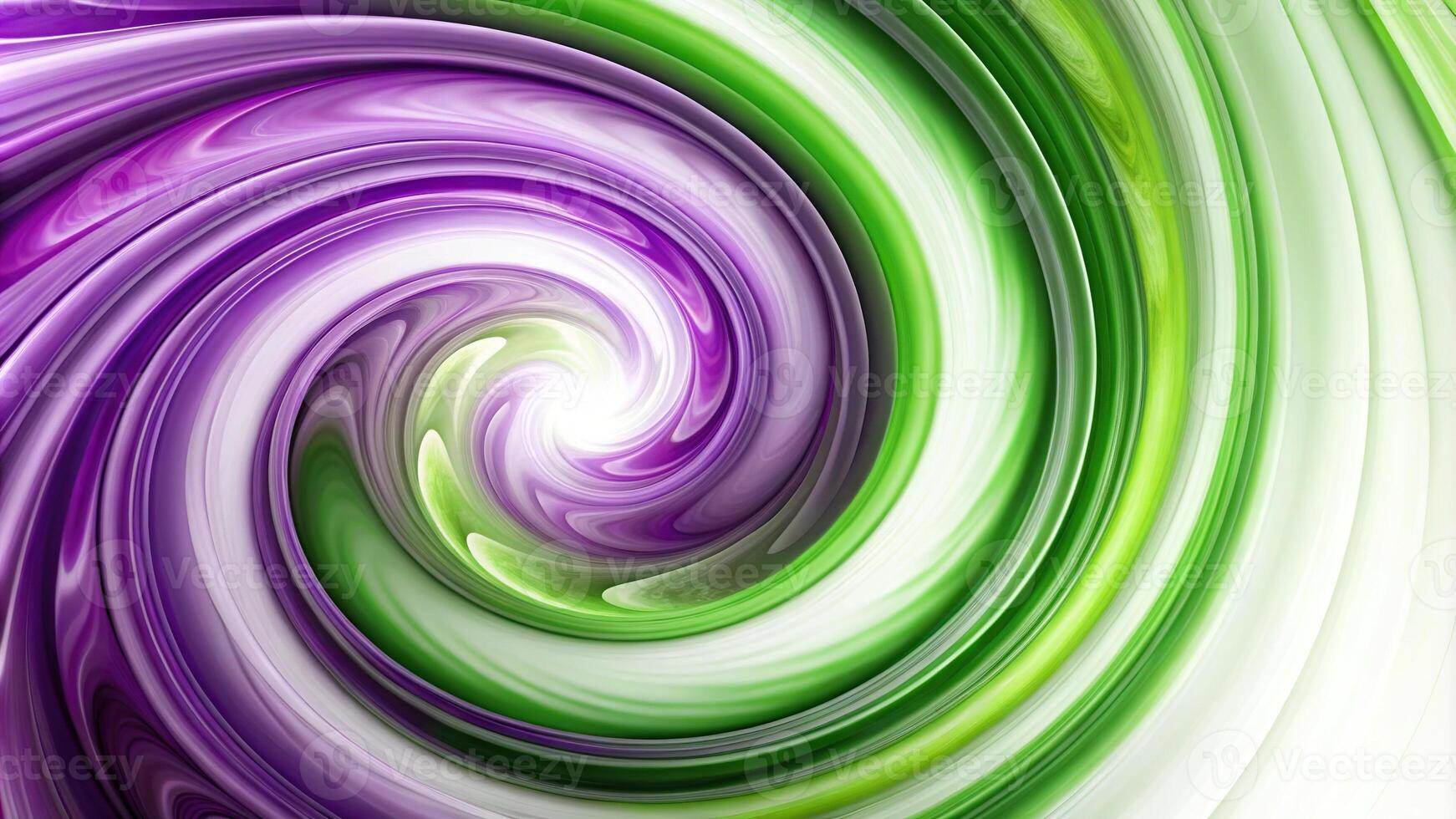 Abstract aerial view of purple and green swirl on white background photo