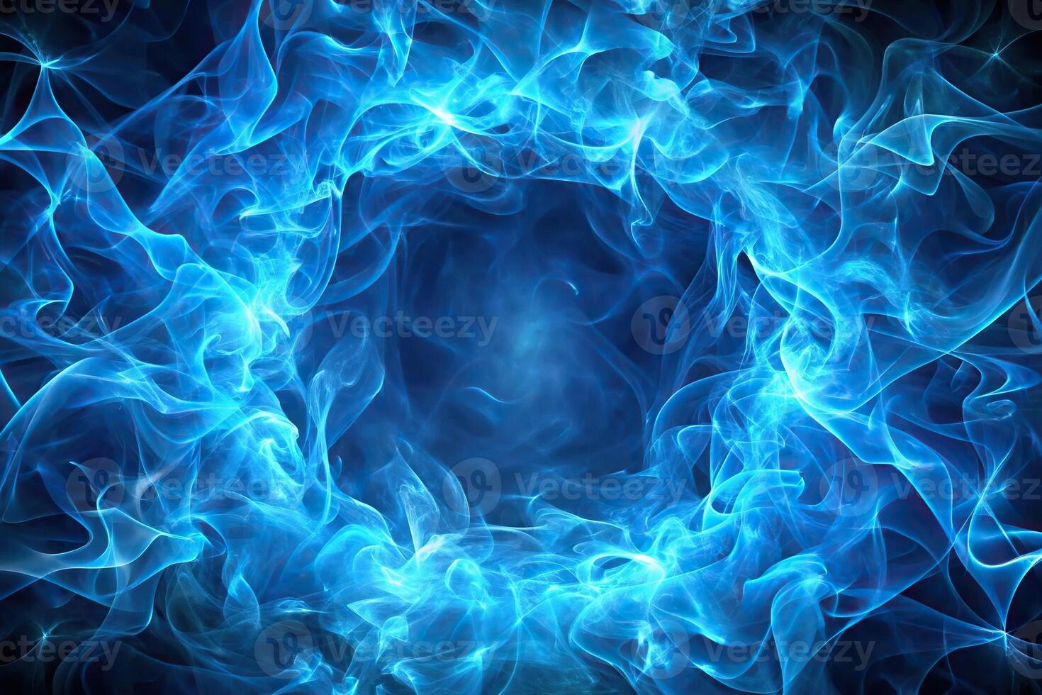 Abstract blue plasma or smoke fractal art background silhouette photo