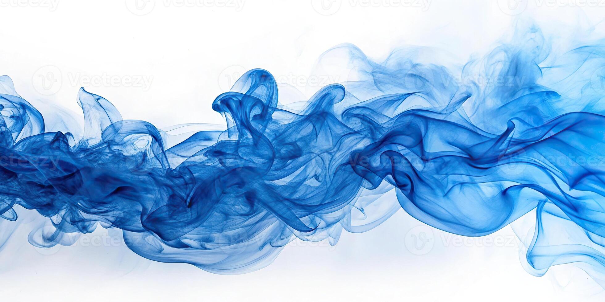 Abstract blue smoke patterns in white background photo