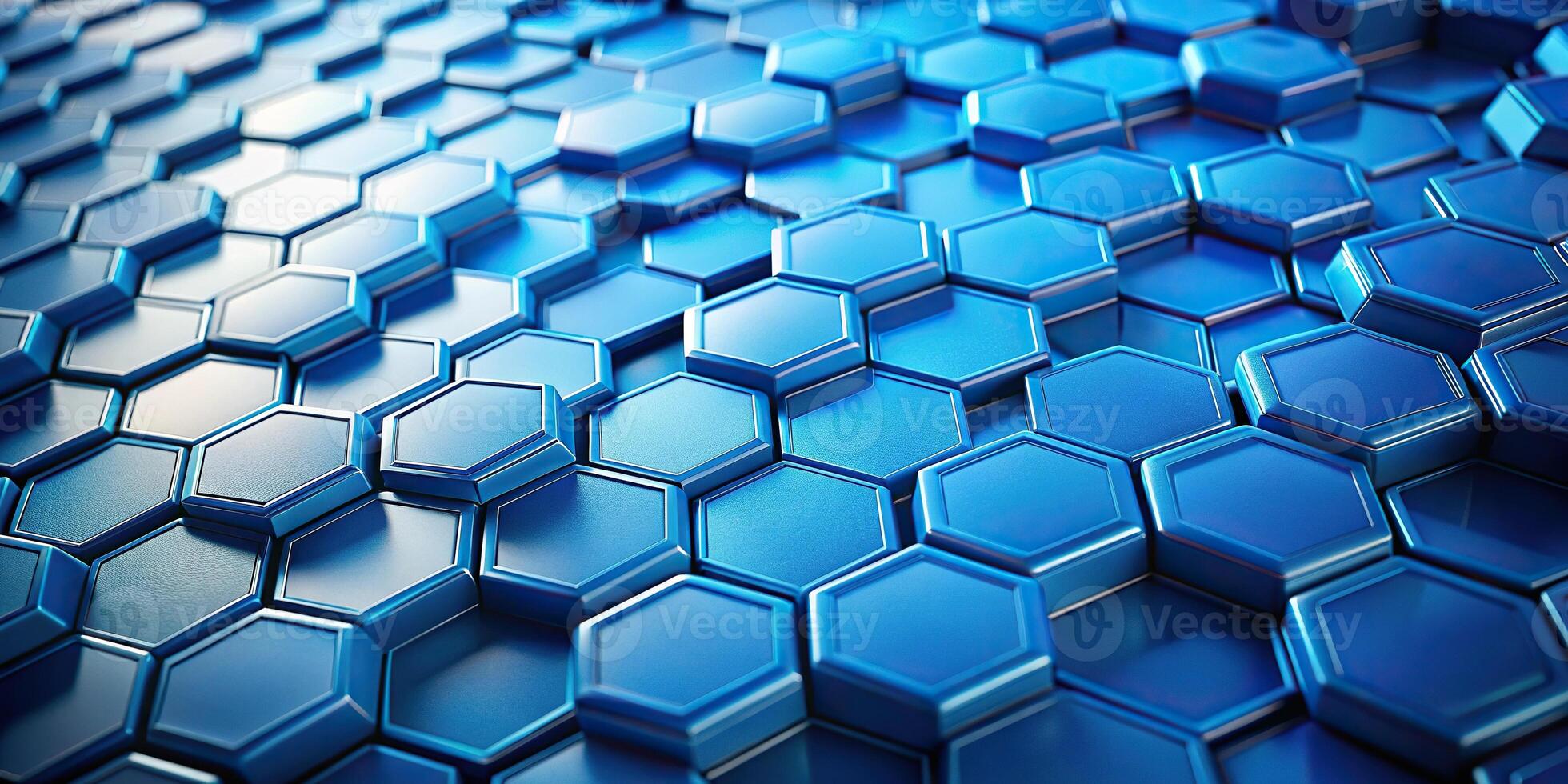 Abstract blue hexagonal tiles with unique texture photo