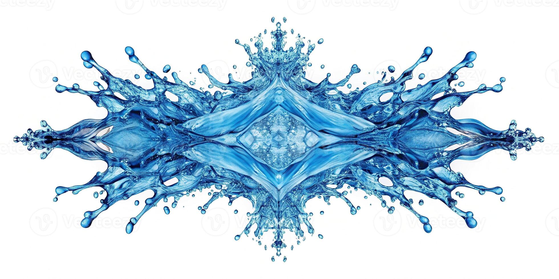 Abstract blue water splash isolated on white background photo
