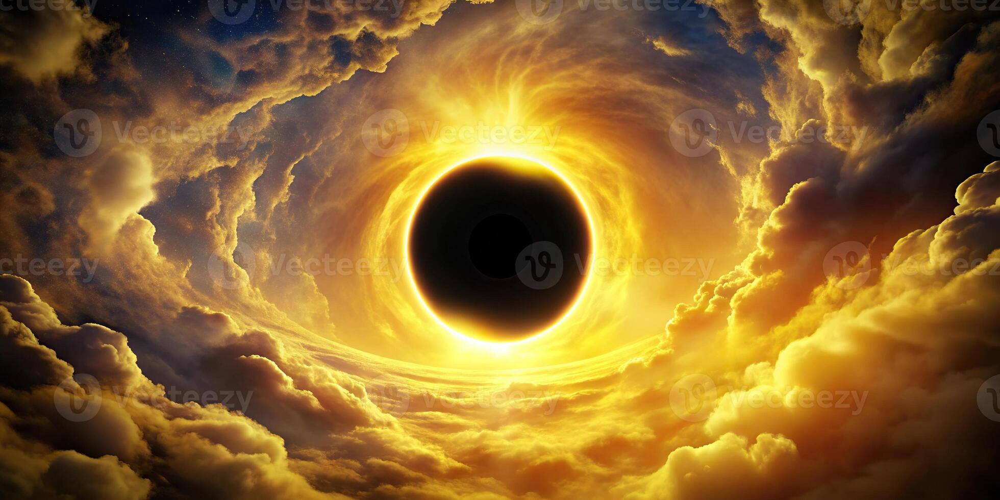 A black hole in the sky illuminated by a brilliant yellow light using forced perspective photo