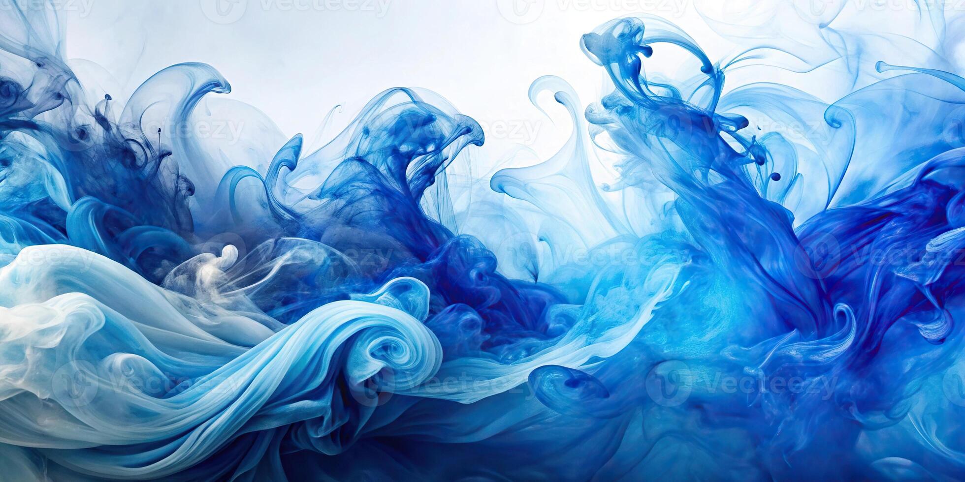 Abstract blue and white ink swirls background photo