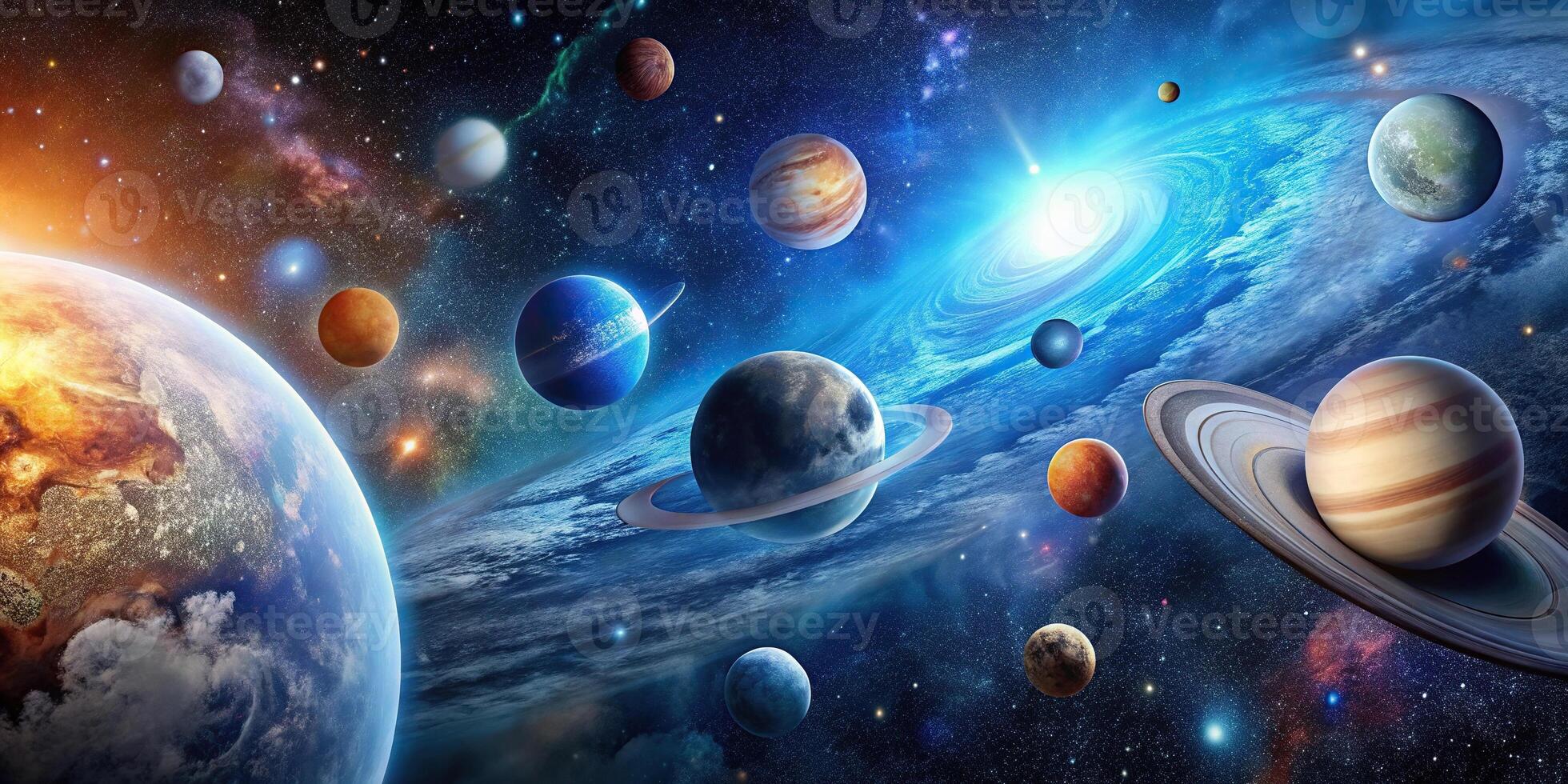 A breathtaking view of the cosmos, revealing the secrets of moon and planets photo