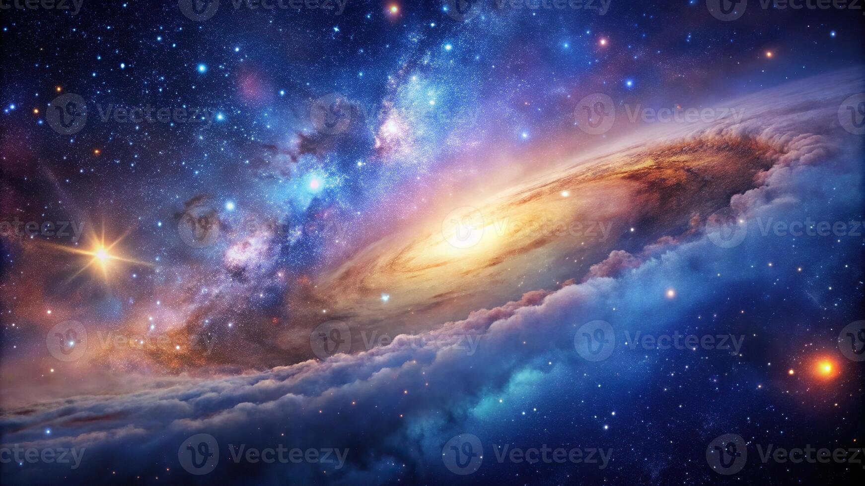 A breathtaking view of the space galaxy night sky with nebulas and stars from an aerial perspective photo